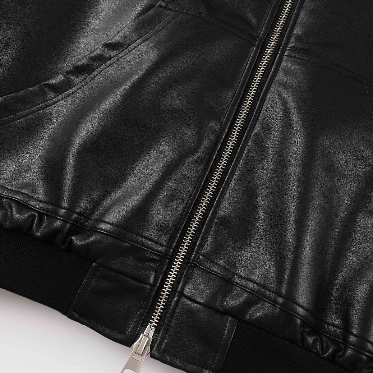 Hooded Zip-Up PU Leather Jacket WN23084