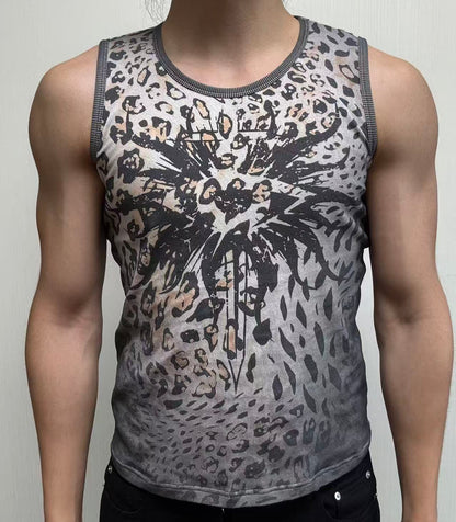 Leopard Print Gradient Tank Top WN19697