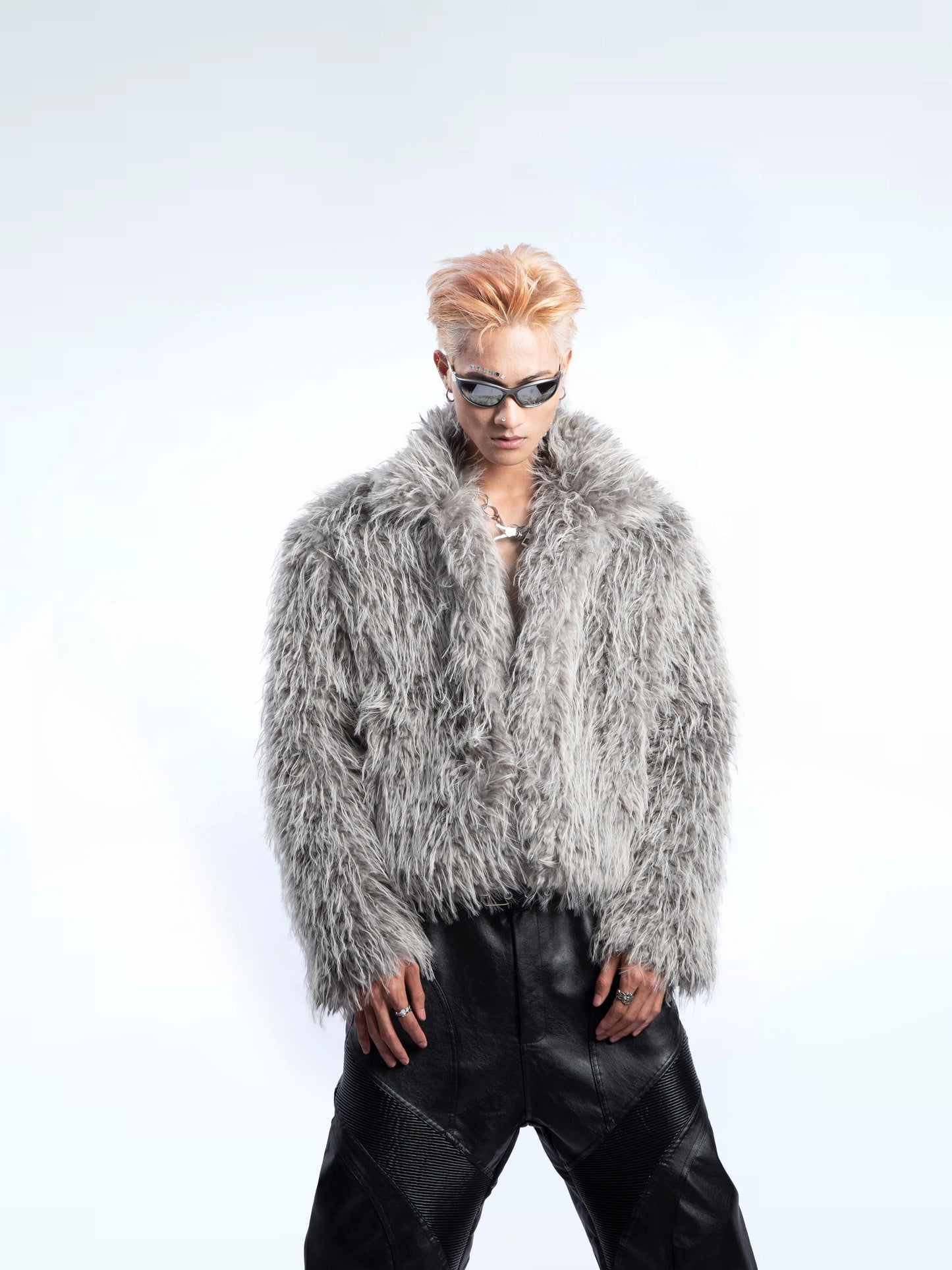 Fake Mink Fur Oversize Wide-Collar Jacket WN20662