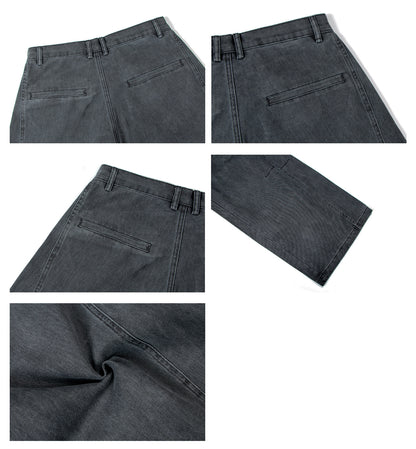 Washed Panel Wide Leg Denim Jeans WN26189