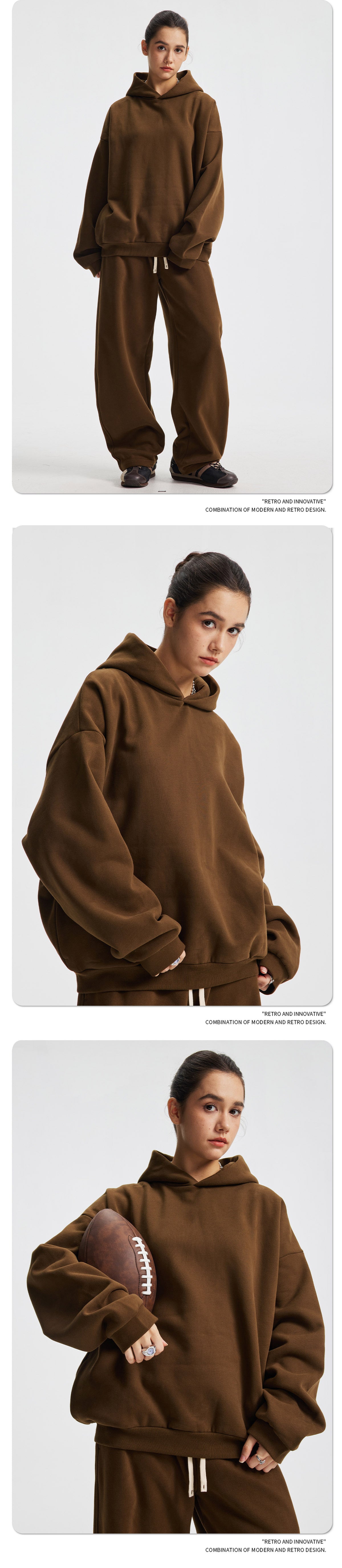 Fleece Lining Oversize Hoodie & Wide Leg Sweatpants Setup WN23113