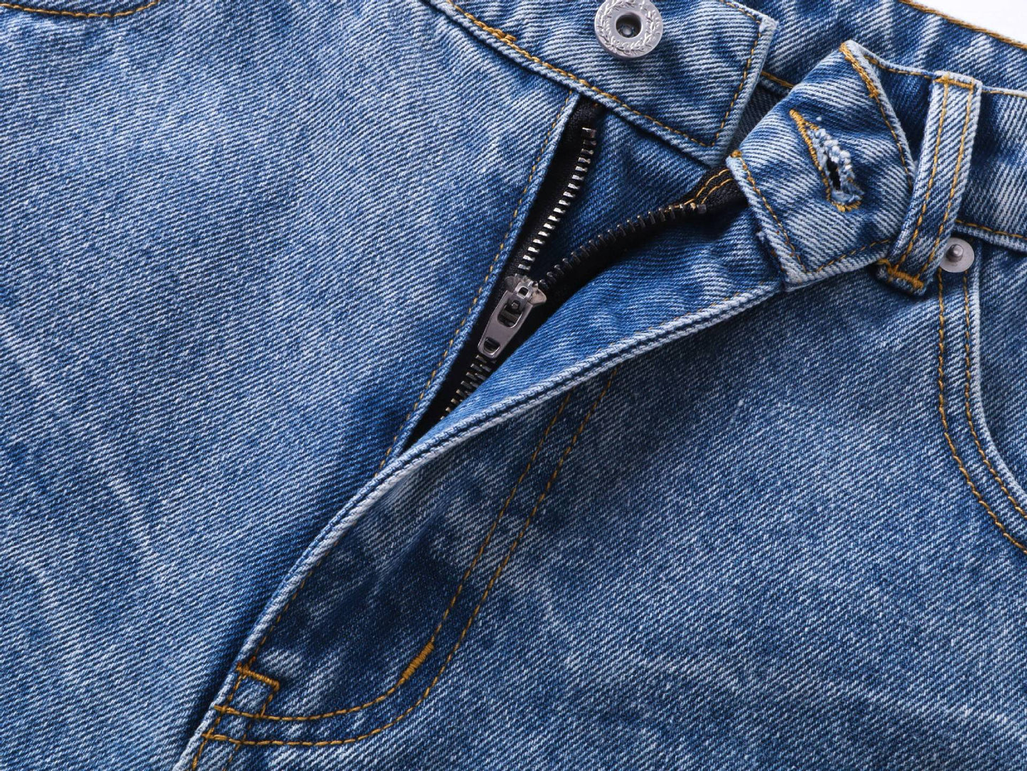 Washed Whisker Wide Leg Denim Jeans WN25481