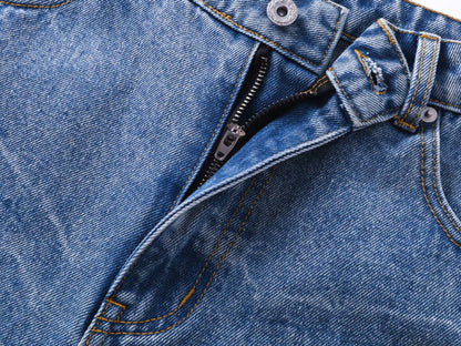 Washed Whisker Wide Leg Denim Jeans WN25481