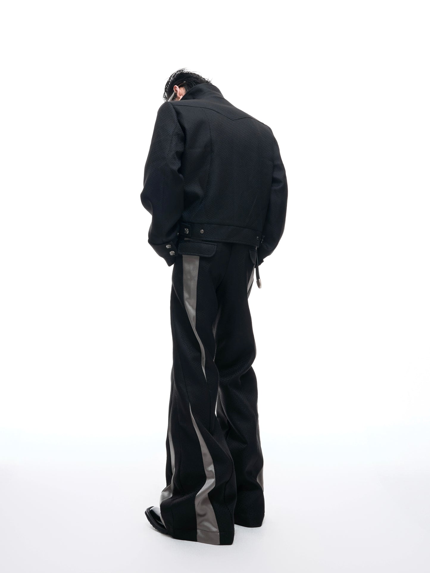 Colorblock Patchwork Jacket & Flare Trousers Setup WN20545