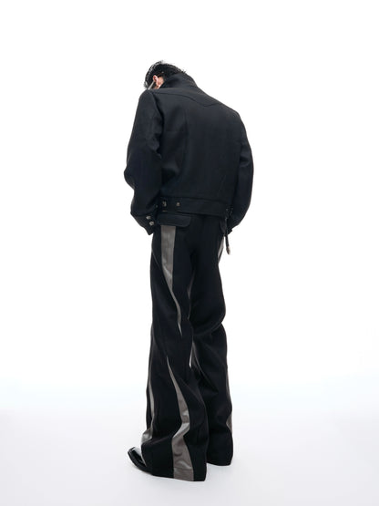 Colorblock Patchwork Jacket & Flare Trousers Setup WN20545