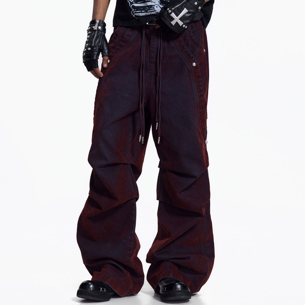 Washed Drawstring Wide Leg Pants WN27455