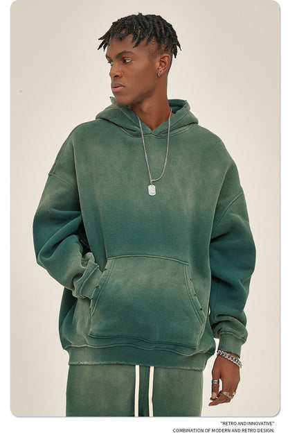 Fleece Lining Spray-dye Damage Oversize Hoodie WN9969-K