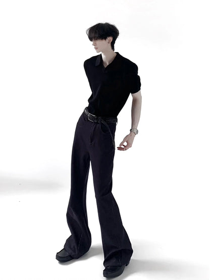 Collar Plain Short Sleeve Knit Polo Shirt WN20353