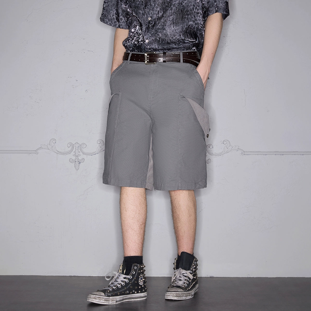 Patchwork Pocket Design Half Pants WN18032