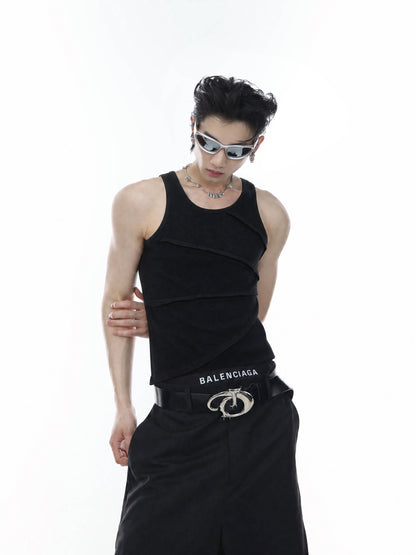Asymmetric Pleats Sporty Breathable Tank Top WN27027