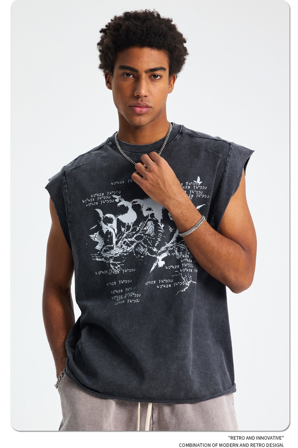 Wax Dye Graphic Print Tank Top WN16262