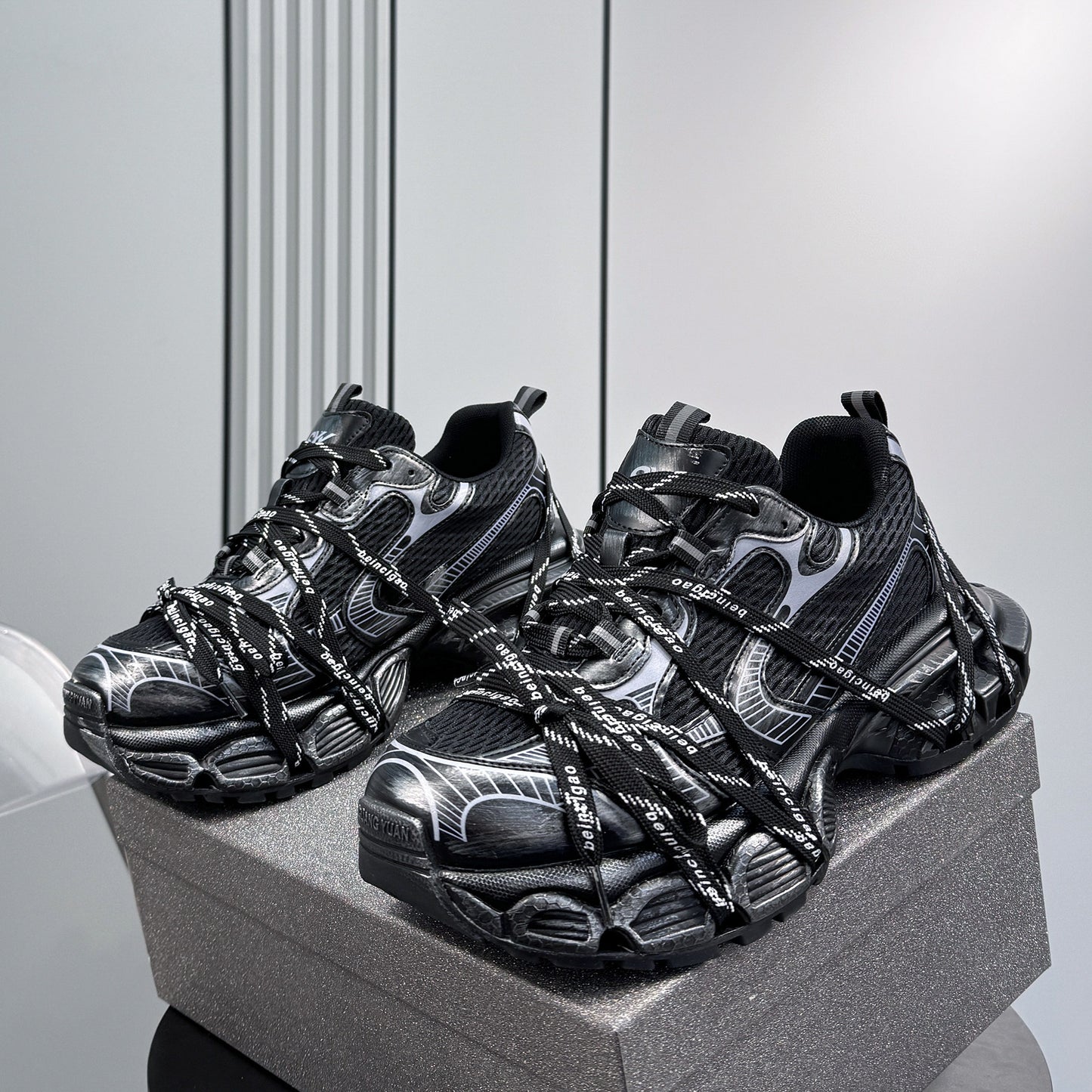 Chunky Platform Strappy Lace-Up Sneakers WN24854