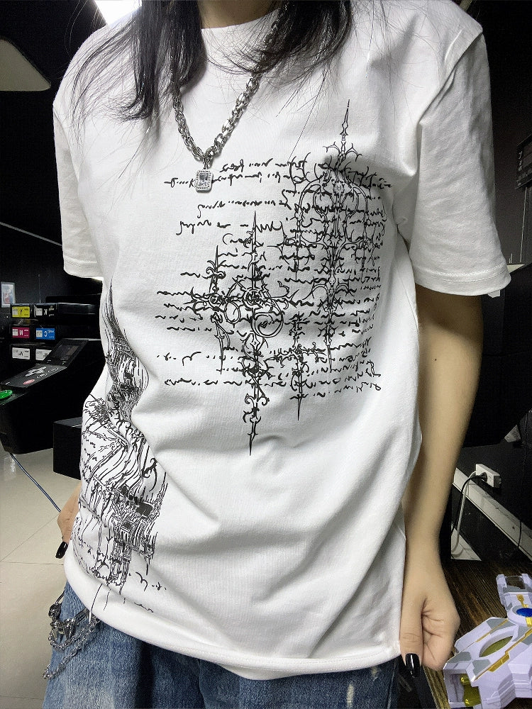 Graphic Design Oversize Short Sleeve T-Shirt WN16736