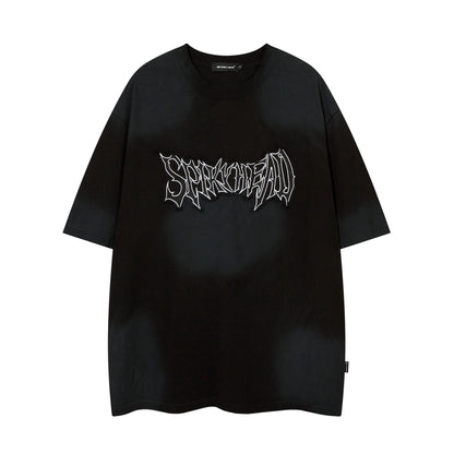 Graphic Letter Print Washed Short Sleeve T-Shirt WN18134