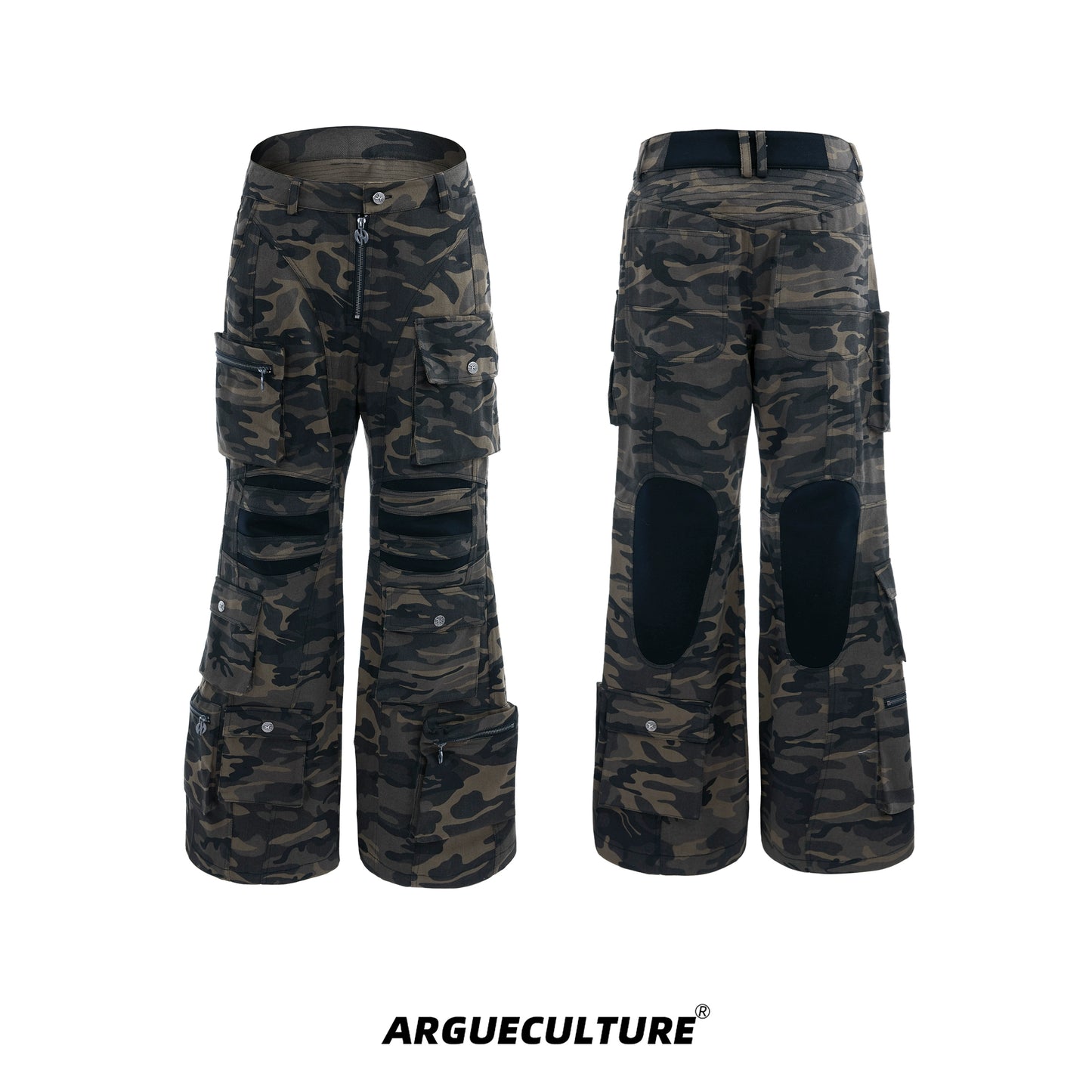 Washed Camouflage Multi-Pocket Cargo Pants WN11627