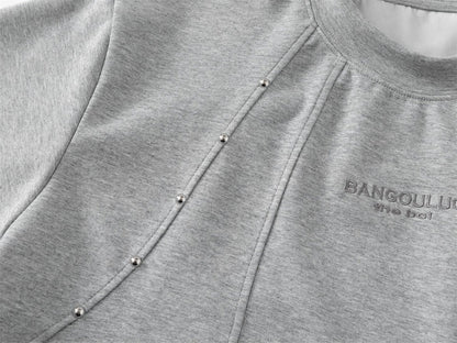 3D Tailoring Stud Letter Embroidery Short Sleeve T-Shirt WN26933