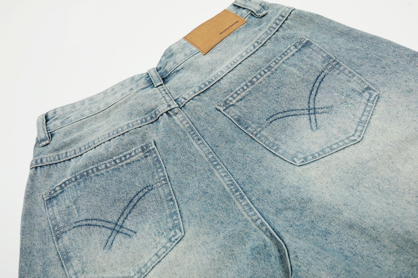 Cropped Damage Washed Half Denim Jeans WN26786