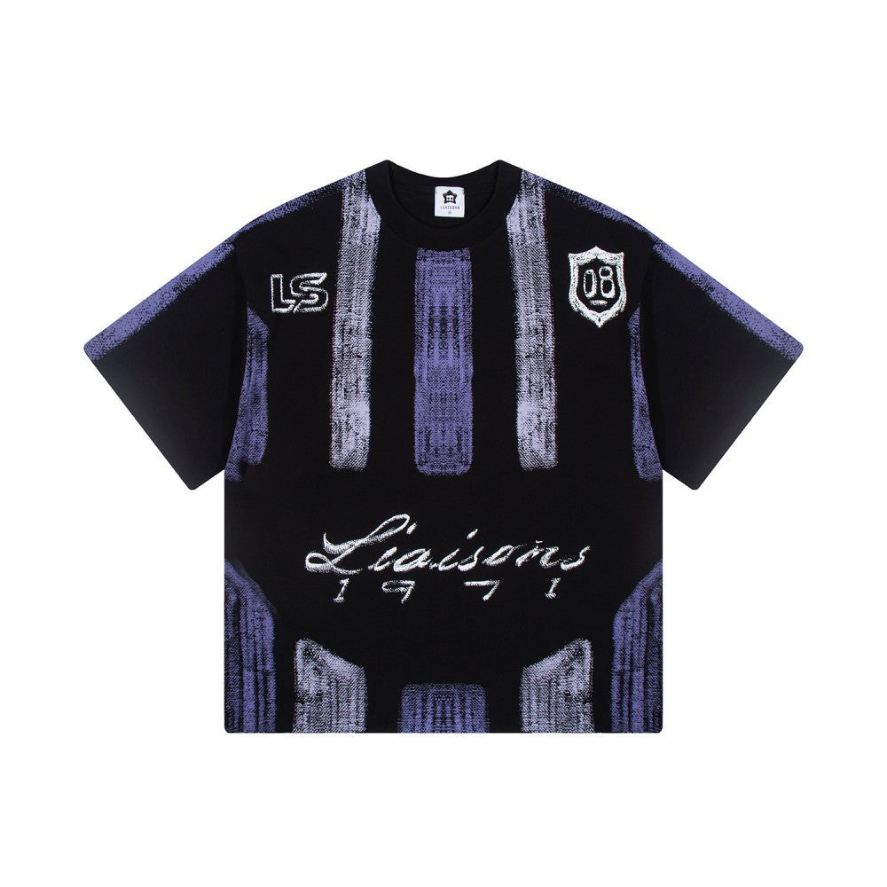 Gradient Spray Letter Print Oversize Short Sleeve T-Shirt WN27860