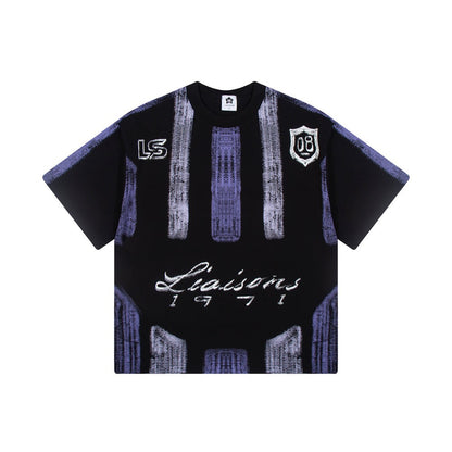 Gradient Spray Letter Print Oversize Short Sleeve T-Shirt WN27860