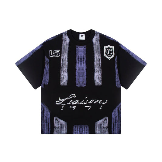 Gradient Spray Letter Print Oversize Short Sleeve T-Shirt WN27860
