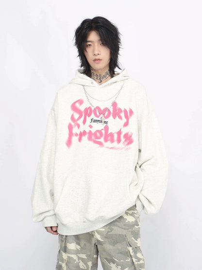 Fuzzy Letter Print Heavyweight Hoodie WN8365