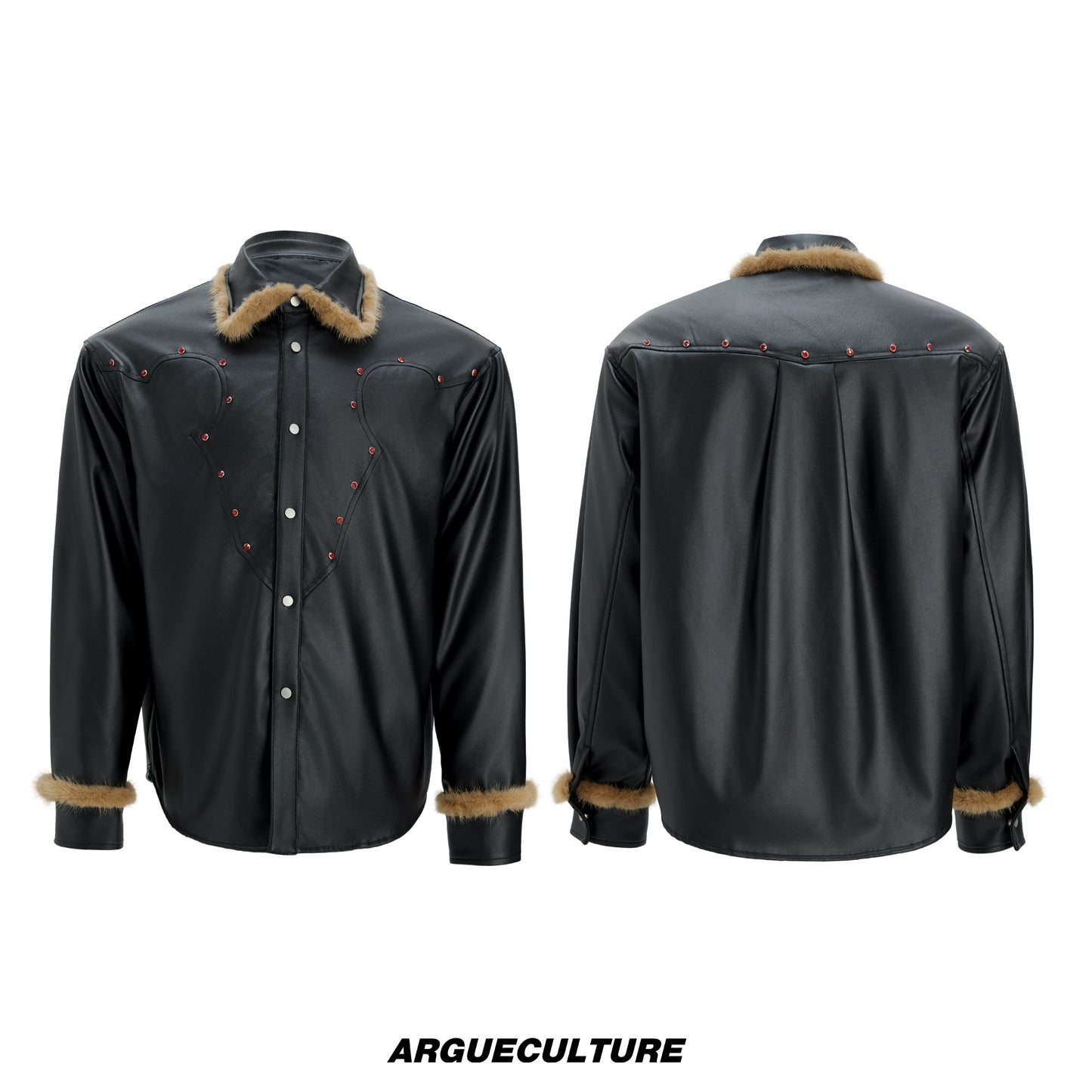 Fake Fur Collar Heavyweight PU Leather Jacket WN22616