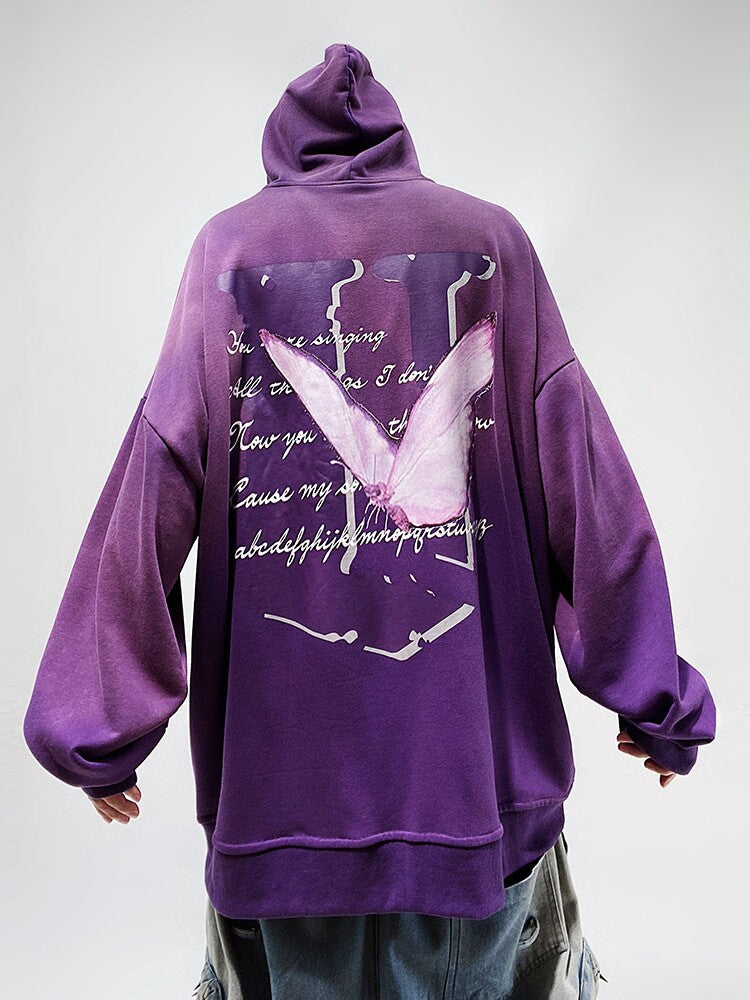 Butterfly Design Oversize Pullover Hoodie WN23987