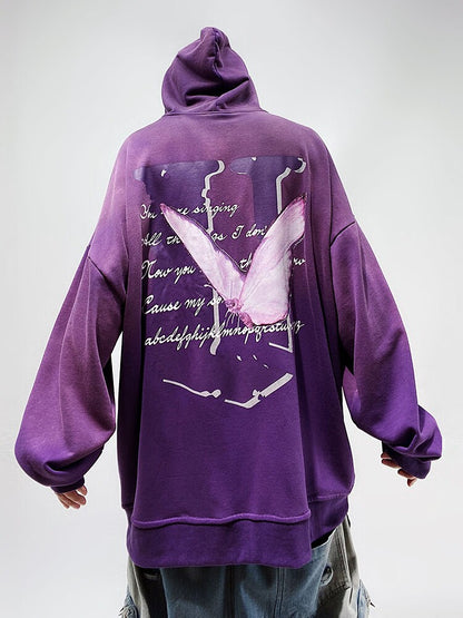 Butterfly Design Oversize Pullover Hoodie WN23987