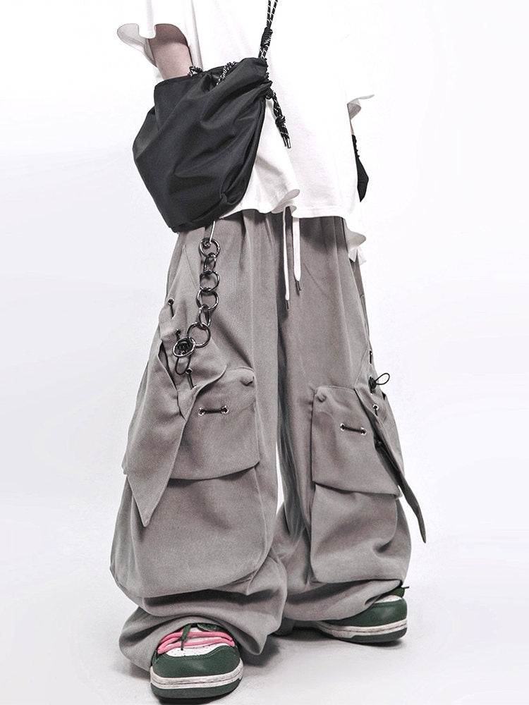 Multi-Pocket Curved Seam Wide Leg Pants WN24025