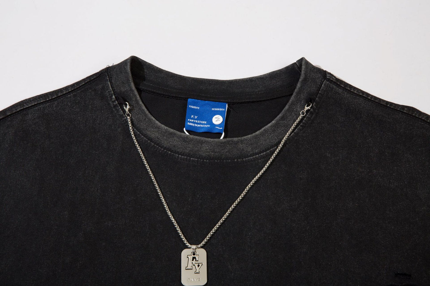 Heavyweight Washed Damage Short Sleeve T-Shirt WN16108