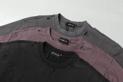 Washed Damage Oversize Short Sleeve T-Shirt WN16187