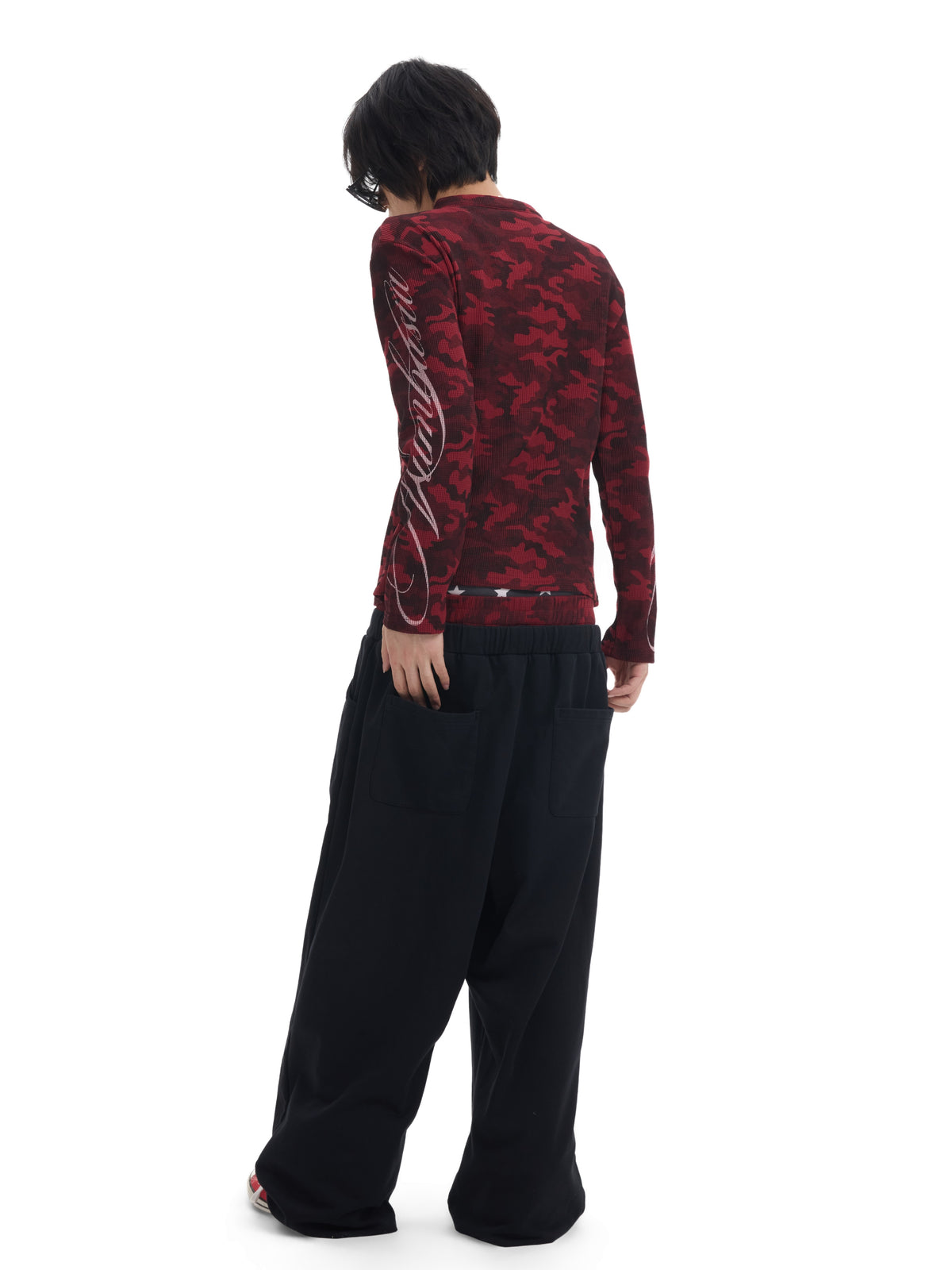 Double Waist Letter Print Wide Leg Sweatpants WN27228