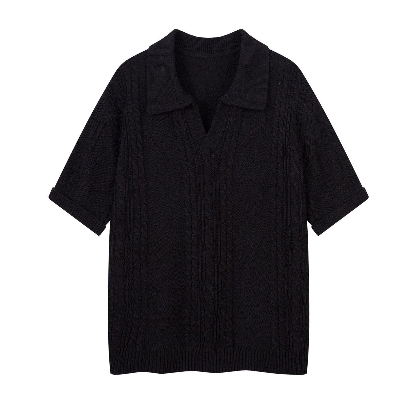 Oversize Hollow Short Sleeve Knit POLO Shirt WN16528