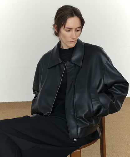 Short PU Leather Zipper jacket WN21514