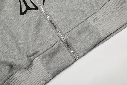 Rhinestone Cross Design Zipper Hoodie WN23057