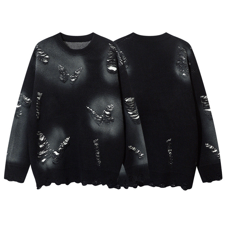 Tie-Dye Graffiti Butterfly Cutout Knit Sweater WN11412