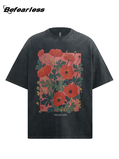 Washed Flower Graphic Short Sleeve T-Shirt WN26203
