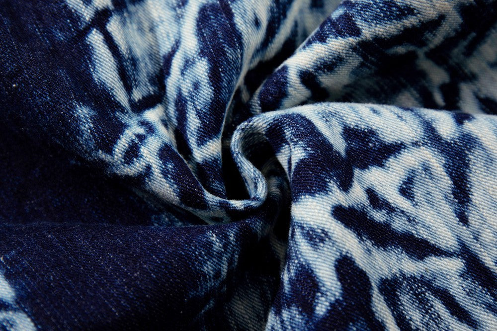 Abstract Print Wide Leg Denim Jeans WN28011