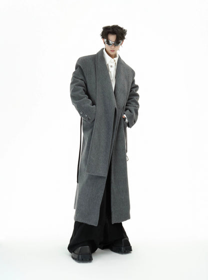 Metal Strap Wool Oversize Long Coat WN11762