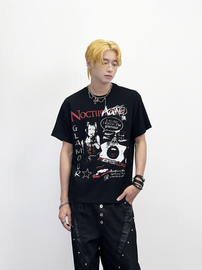 Subculture Dark Portrait Print Short Sleeve T-Shirt WN24255