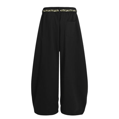 Rope Drawstring Curved Wide Leg Sweatpants WN25708