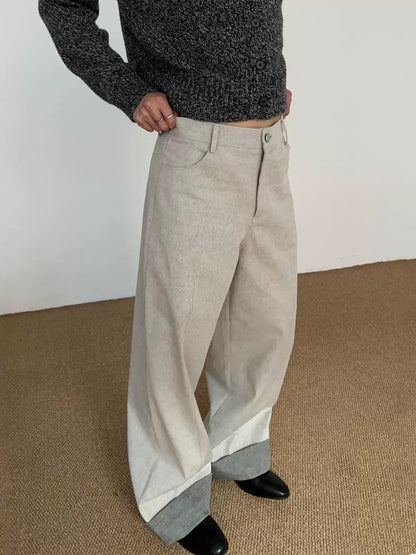 Two Color Cuffed Denim Jeans WN21604