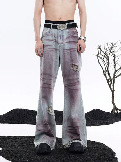 Damage Flare Denim Jeans WN6853
