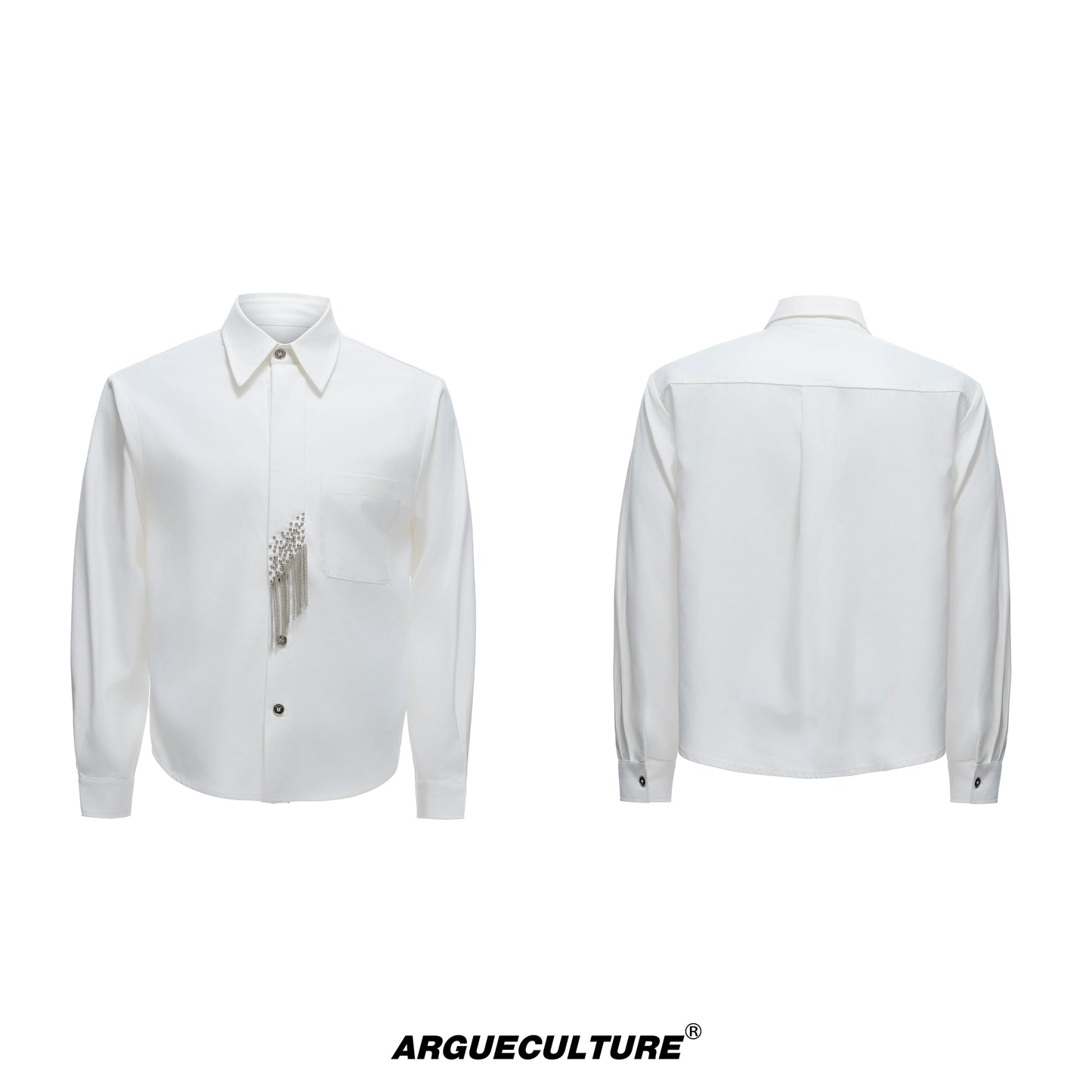 Plain Color Long Sleeve Shirt & Tie WN20536