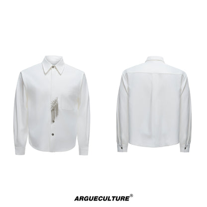 Plain Color Long Sleeve Shirt & Tie WN20536