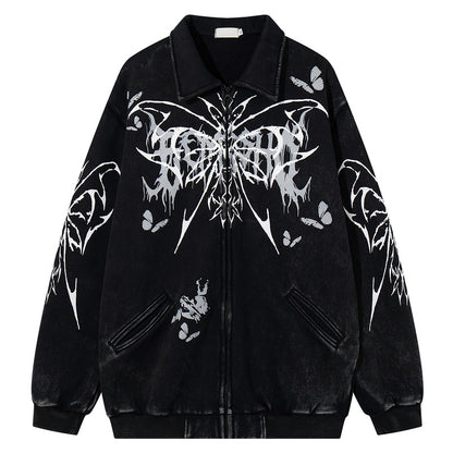 Butterfly Graphic Print Zip-Up Jacket WN23571