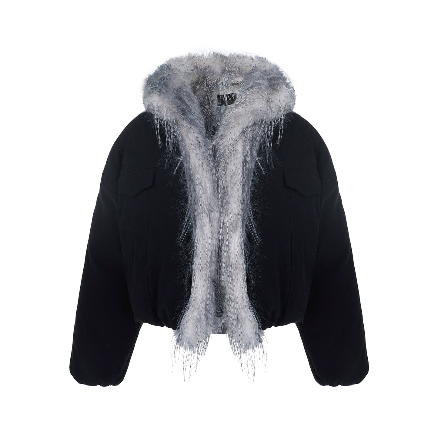 Fake Fur Collar Patchwork Short Puffer Jacket WN12107