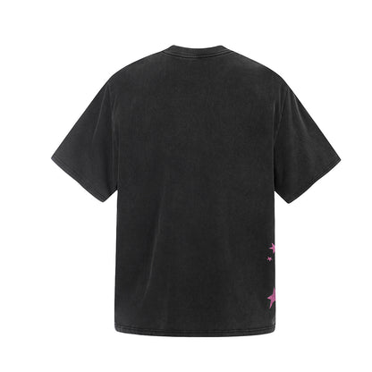 Washed Star Portrait Print Short Sleeve T-Shirt WN25535