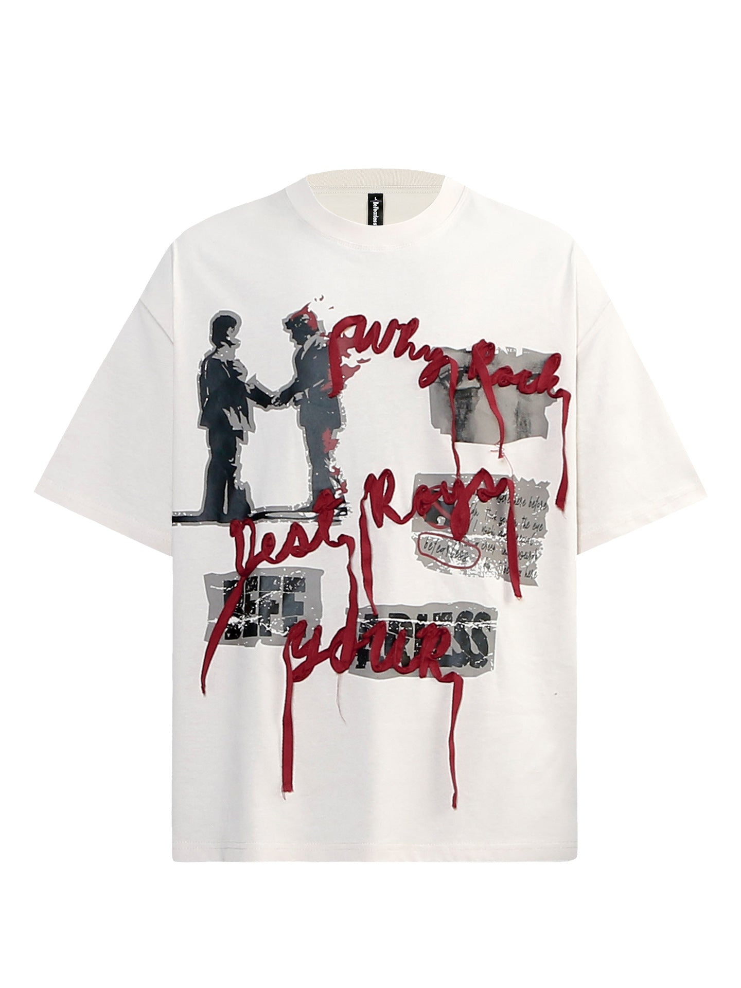 Ribbon Portrait Graphic Oversize Short Sleeve T-Shirt WN26335