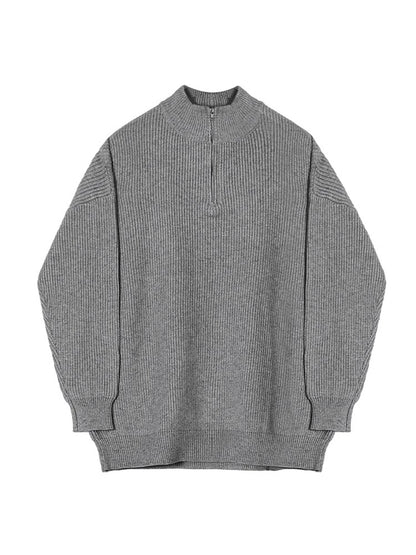 Oversize Half Neck Zipper Knit Sweater WN6661